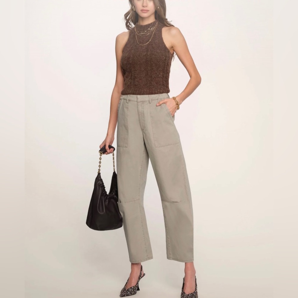 Heartloom Cropped Barrel Leg Tan Pants